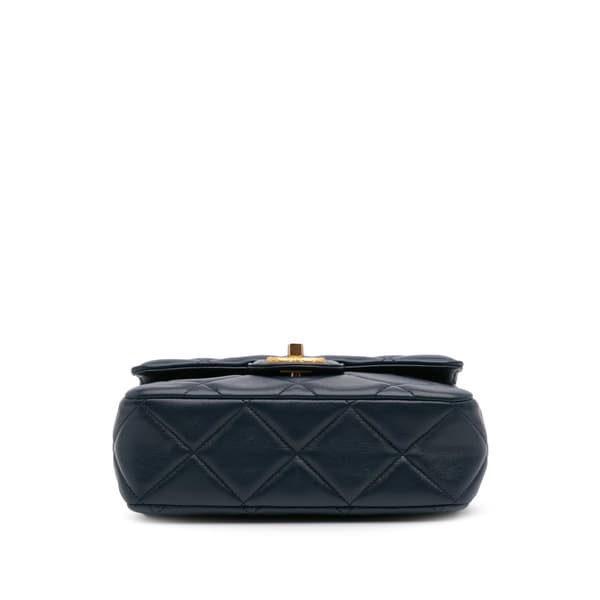 Pre-owned Chanel Mini Square CC Quilted Lambskin Flap Blue