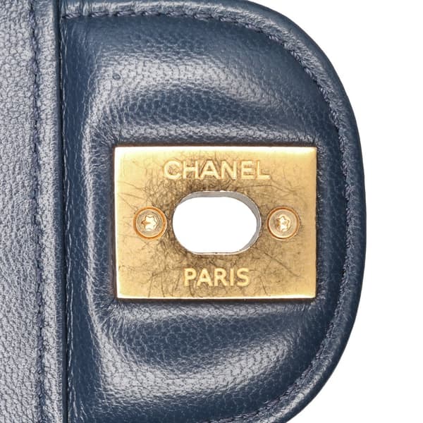 Pre-owned Chanel Mini Square CC Quilted Lambskin Flap Blue