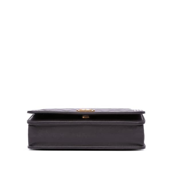 Pre-owned Chanel Quilted Lambskin Boy Wallet On Chain Brown
