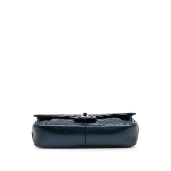 Pre-owned Chanel Quilted Glazed Calfskin Coco Pleats Flap Blue