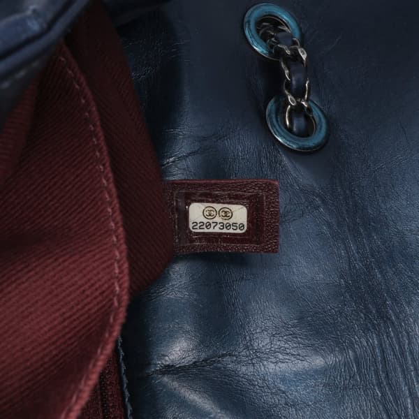 Pre-owned Chanel Quilted Glazed Calfskin Coco Pleats Flap Blue