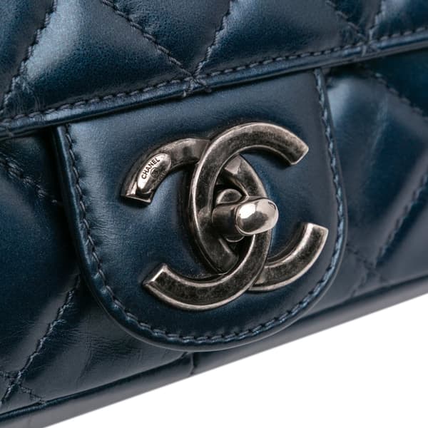 Pre-owned Chanel Quilted Glazed Calfskin Coco Pleats Flap Blue