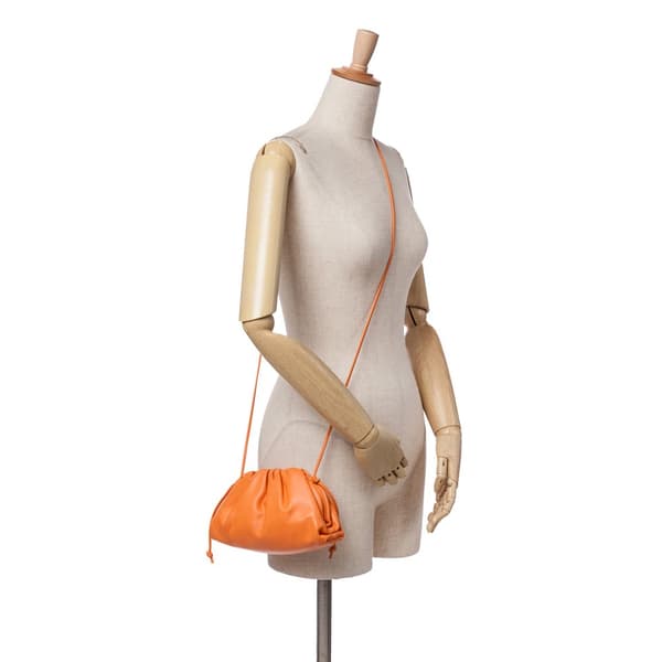 Pre-owned Bottega Veneta Lambskin The Mini Pouch Orange