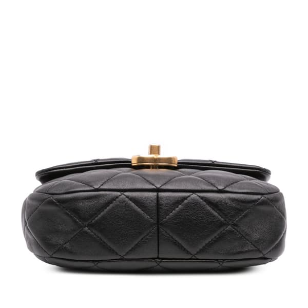 Pre-owned Chanel Mini Quilted Lambskin Lacquered Chain Flap Black