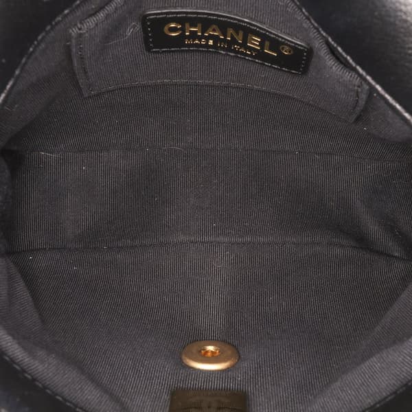 Pre-owned Chanel Mini Quilted Lambskin Lacquered Chain Flap Black