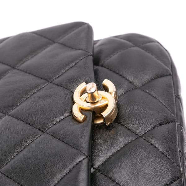 Pre-owned Chanel Mini Quilted Lambskin Lacquered Chain Flap Black