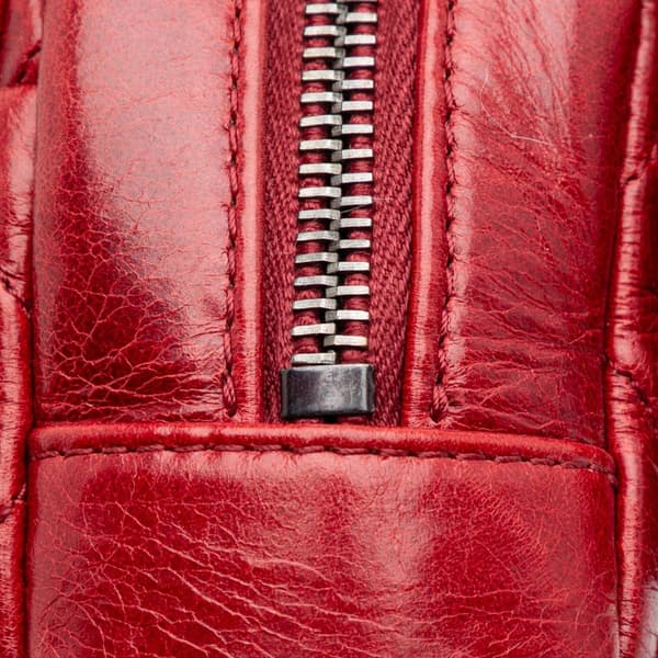 Pre-owned Chanel Medium Glazed Calfskin Duo Color Flap Red