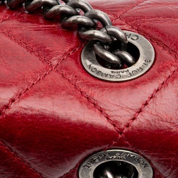 Pre-owned Chanel Medium Glazed Calfskin Duo Color Flap Red