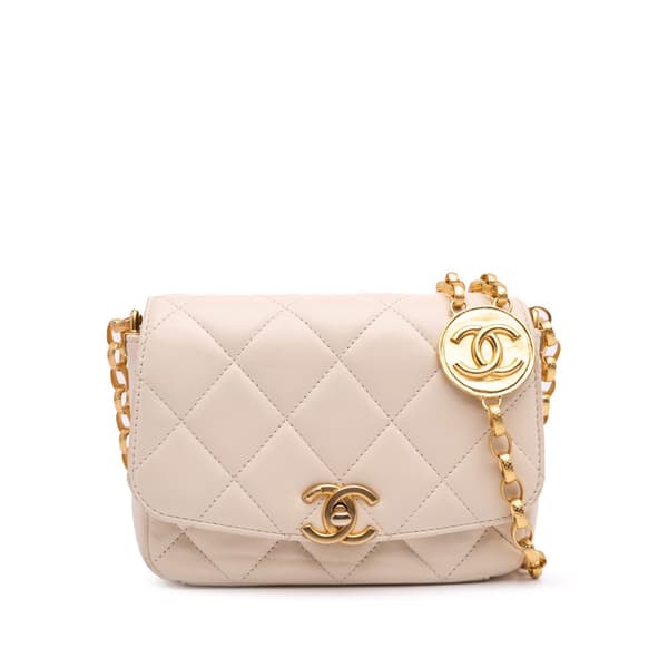 Pre-owned Chanel Small Quilted Lambskin CC Coin Flap Brown
