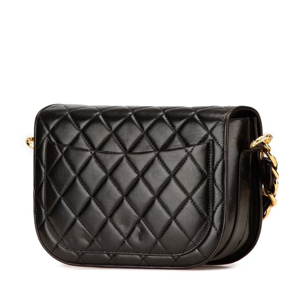 Pre-owned Chanel CC Quilted Lambskin Chain Flap Black