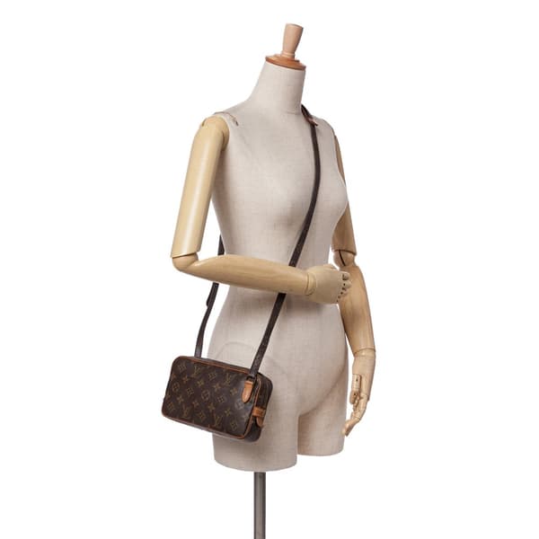 Pre-owned Louis Vuitton Monogram Pochette Marly Bandouliere Brown