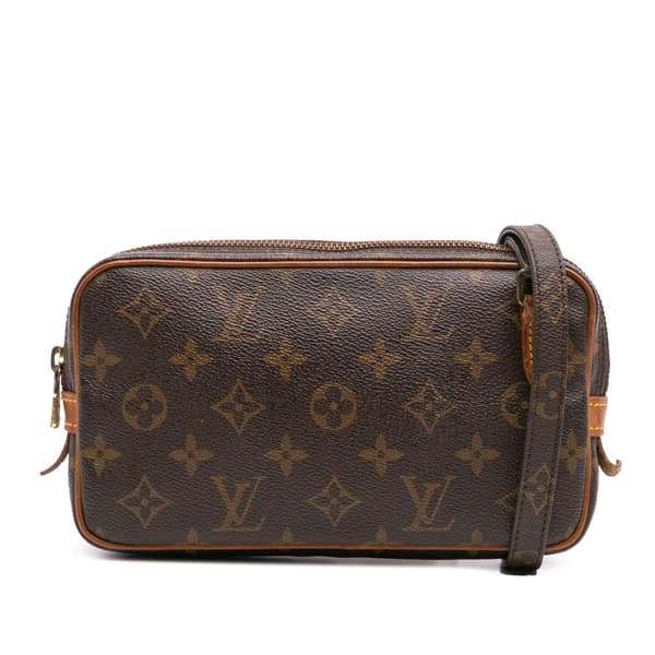 Pre-owned Louis Vuitton Monogram Pochette Marly Bandouliere Brown