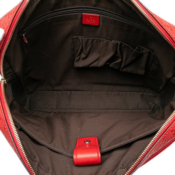 Pre-owned Gucci Leather Diamante Business Bag Red