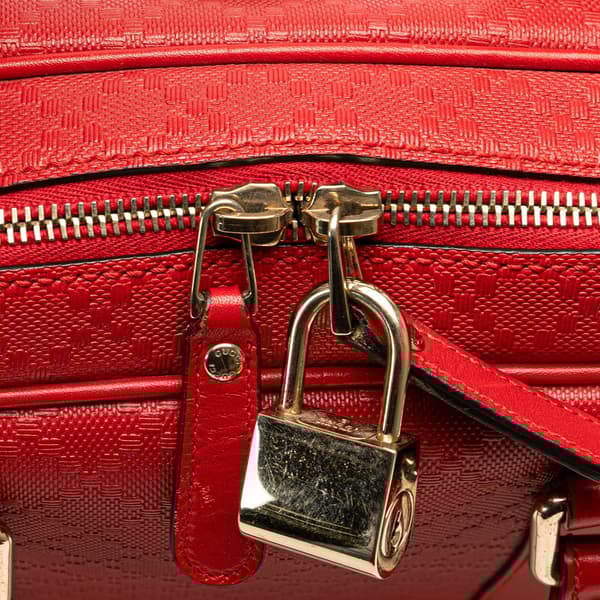 Pre-owned Gucci Leather Diamante Business Bag Red