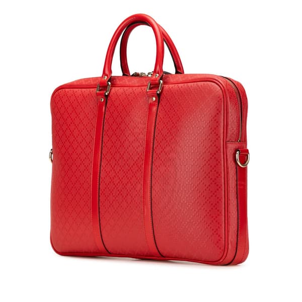 Pre-owned Gucci Leather Diamante Business Bag Red