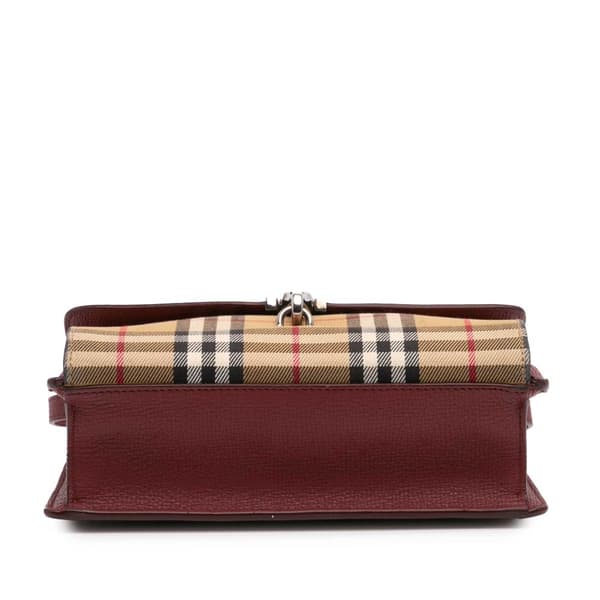 Pre-owned Burberry Small Leather and House Check Canvas Derby Macken Crossbody Red