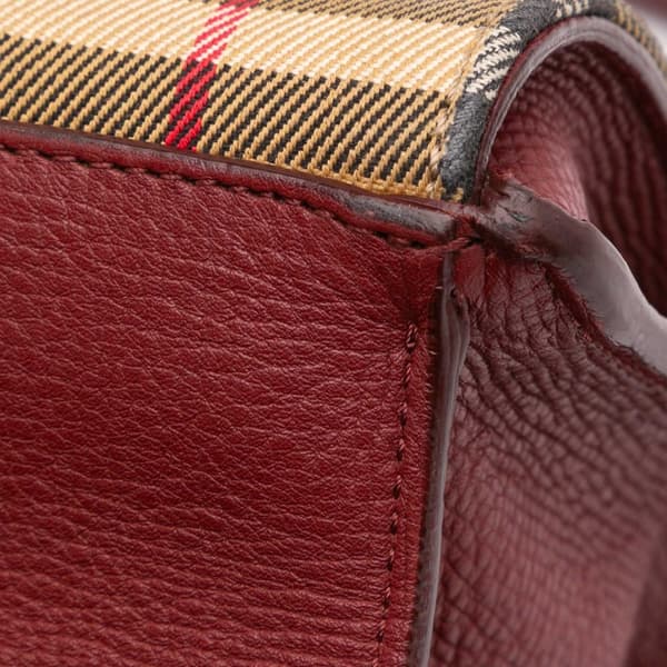 Pre-owned Burberry Small Leather and House Check Canvas Derby Macken Crossbody Red