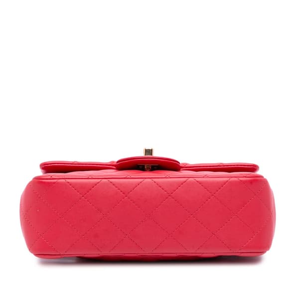 Pre-owned Chanel Mini Rectangular Classic Lambskin Single Flap Red