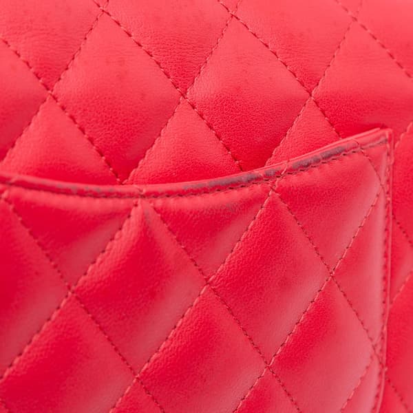 Pre-owned Chanel Mini Rectangular Classic Lambskin Single Flap Red