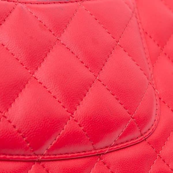 Pre-owned Chanel Mini Rectangular Classic Lambskin Single Flap Red