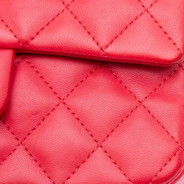 Pre-owned Chanel Mini Rectangular Classic Lambskin Single Flap Red