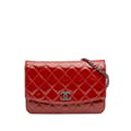 Miniatyrbild 1 av 10: Pre-owned Chanel Quilted Patent Brilliant Wallet On Chain Red
