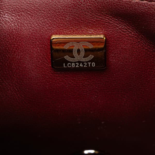 Pre-owned Chanel Mini Square Classic Lambskin Single Flap Red