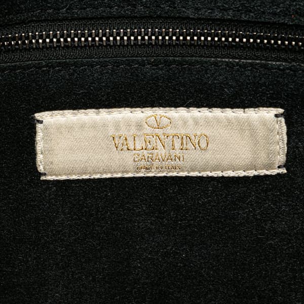 Pre-owned Valentino Pebbled Calfskin Rockstud Rolling Flap Messenger Bag Black