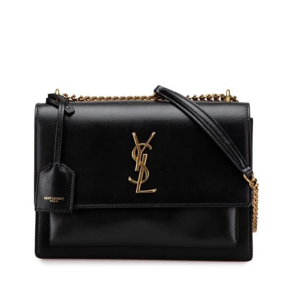 Pre-owned Saint Laurent Medium Leather Monogram Sunset Crossbody Black