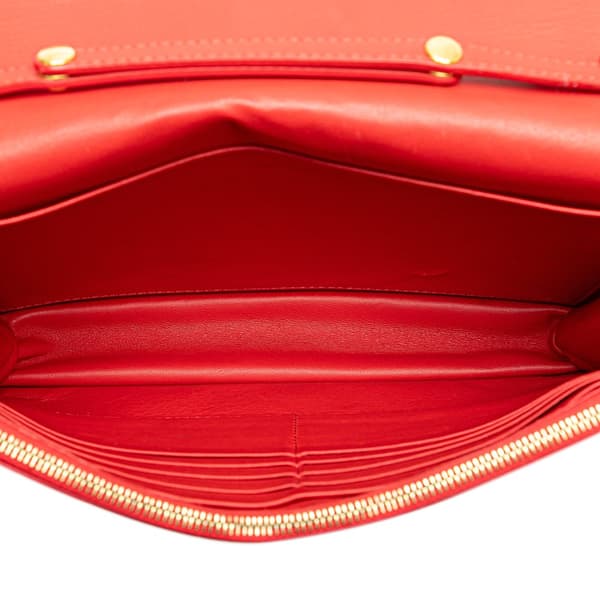 Pre-owned Celine Leather Frame Wallet on Chain Red