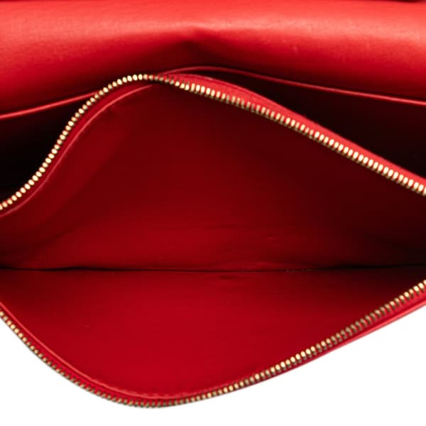 Pre-owned Celine Leather Frame Wallet on Chain Red