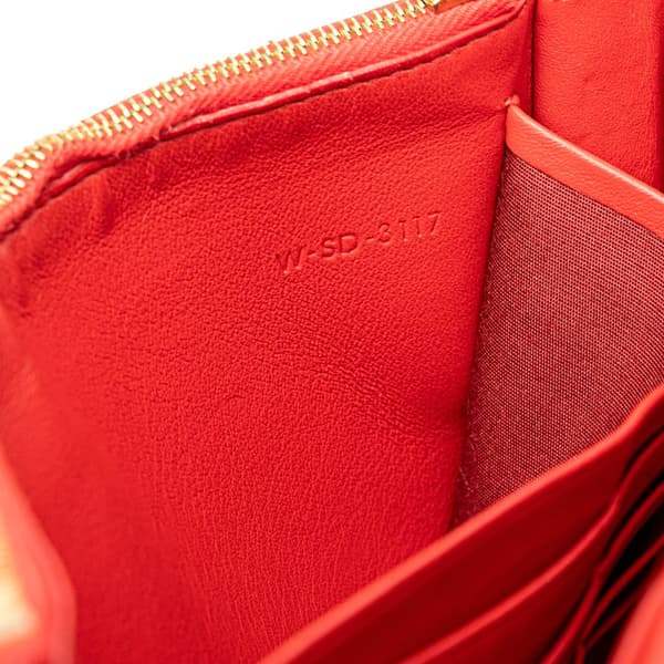 Pre-owned Celine Leather Frame Wallet on Chain Red