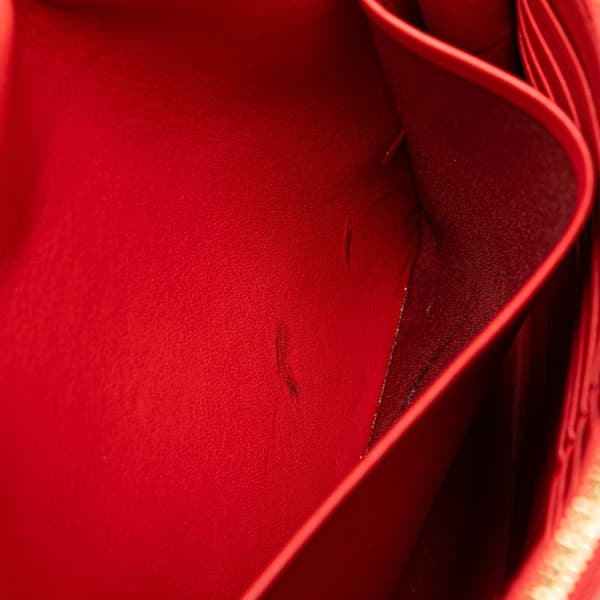 Pre-owned Celine Leather Frame Wallet on Chain Red