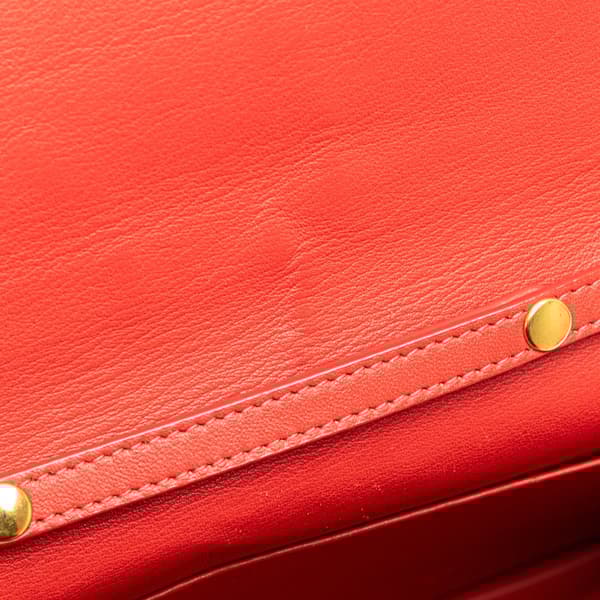 Pre-owned Celine Leather Frame Wallet on Chain Red