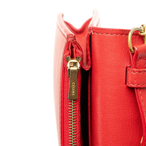 Pre-owned Celine Leather Frame Wallet on Chain Red