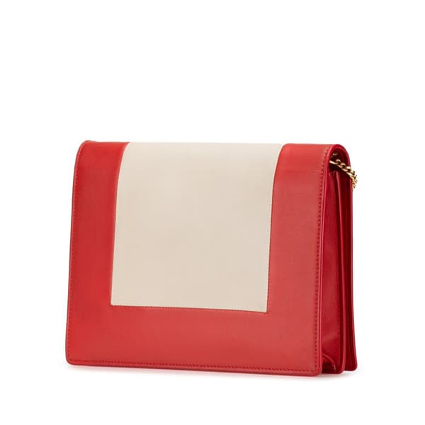 Pre-owned Celine Leather Frame Wallet on Chain Red
