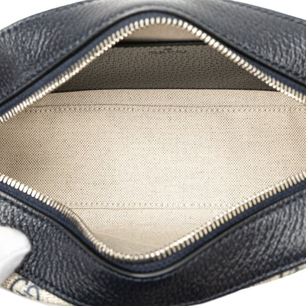 Pre-owned Gucci Small GG Supreme Textured Dollar Calfskin Web Ophidia Camera Bag Brown