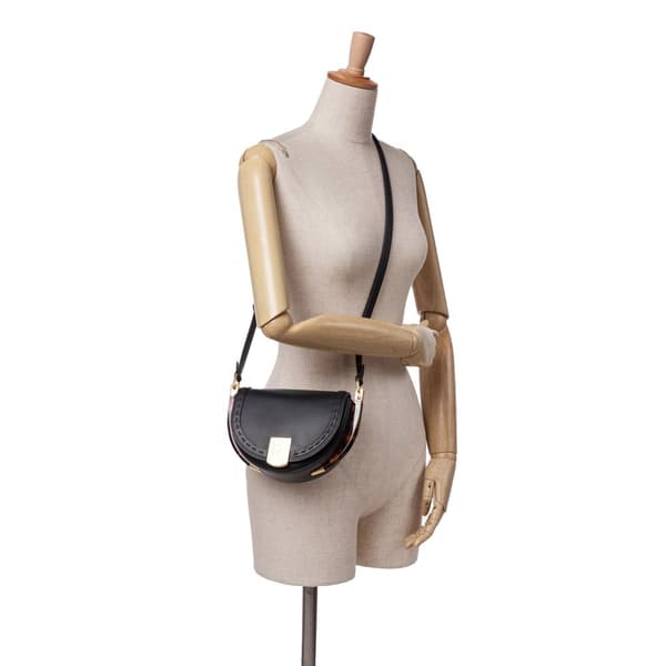 Pre-owned Fendi Leather Moonlight Crossbody Black