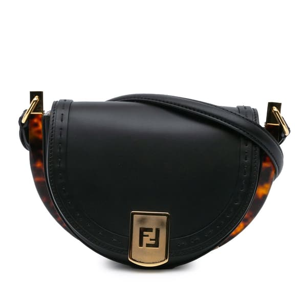 Pre-owned Fendi Leather Moonlight Crossbody Black