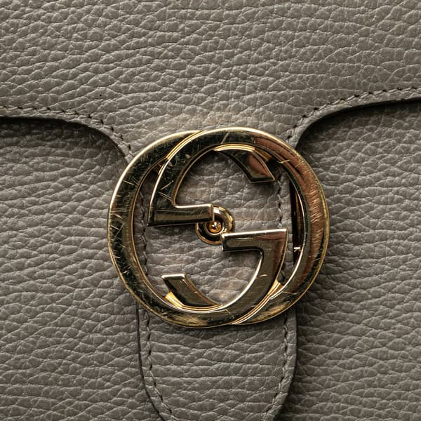 Pre-owned Gucci Small Dollar Calfskin Interlocking G Crossbody Gray