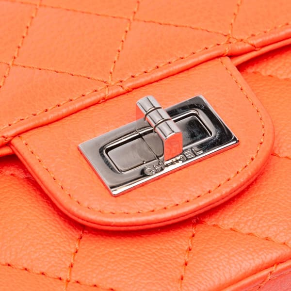 Pre-owned Chanel Mini Reissue 2.55 Quilted Goatskin Flap Orange