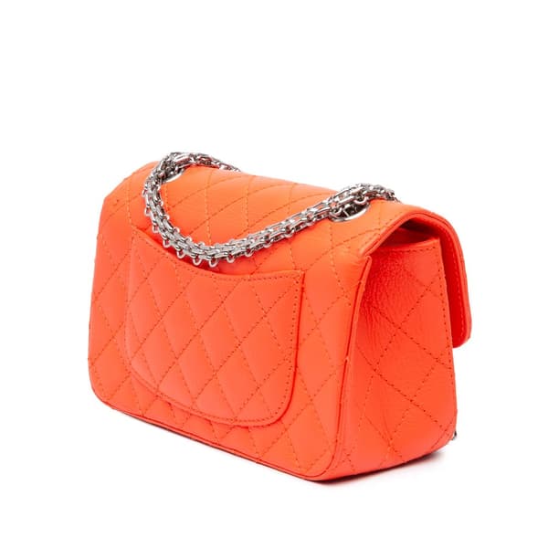 Pre-owned Chanel Mini Reissue 2.55 Quilted Goatskin Flap Orange
