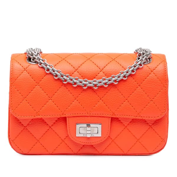 Pre-owned Chanel Mini Reissue 2.55 Quilted Goatskin Flap Orange