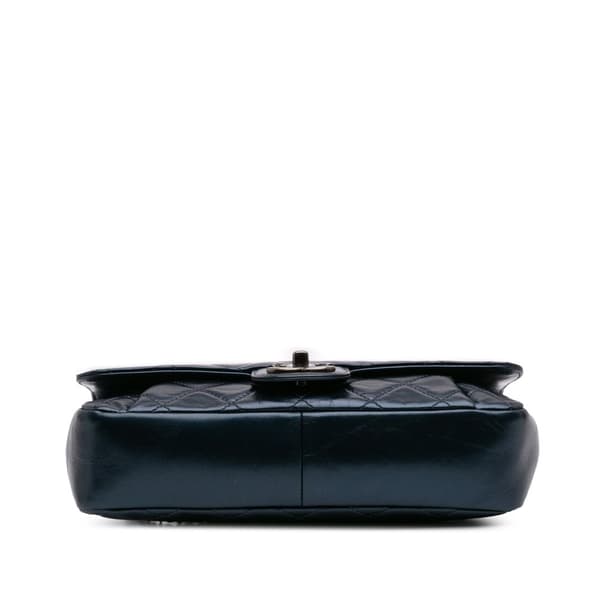 Pre-owned Chanel Quilted Glazed Calfskin Coco Pleats Flap Blue