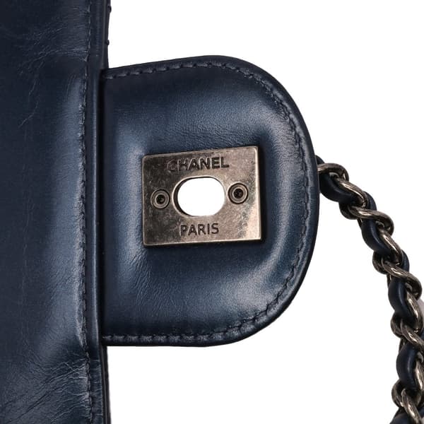 Pre-owned Chanel Quilted Glazed Calfskin Coco Pleats Flap Blue