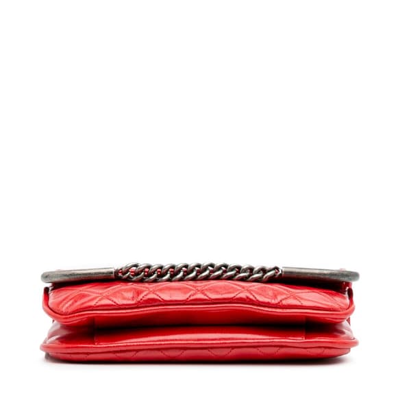 Pre-owned Chanel Aged Calfskin CC Chain Frame Flap Red