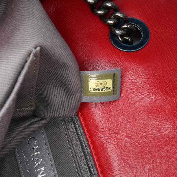 Pre-owned Chanel Aged Calfskin CC Chain Frame Flap Red