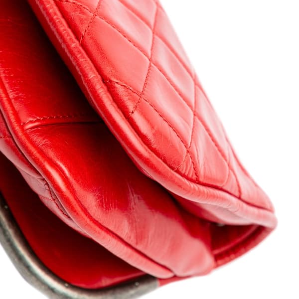 Pre-owned Chanel Aged Calfskin CC Chain Frame Flap Red