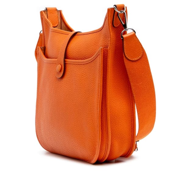 Pre-owned Hermès Clemence Evelyne III PM Orange