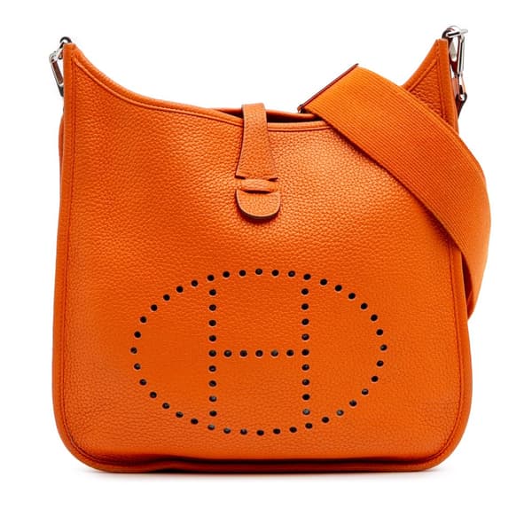 Pre-owned Hermès Clemence Evelyne III PM Orange